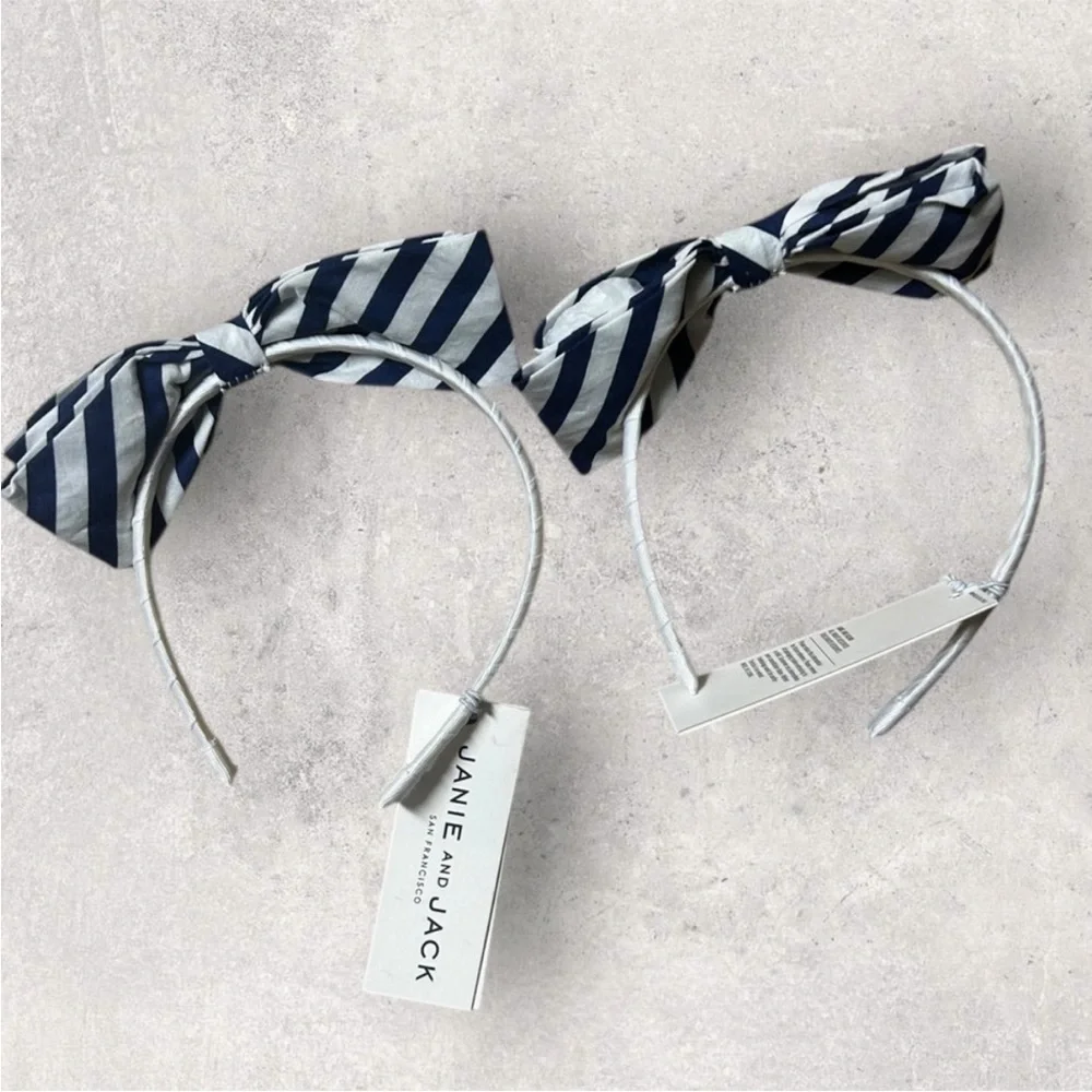 NWT Janie and Jack Striped Bow headband set